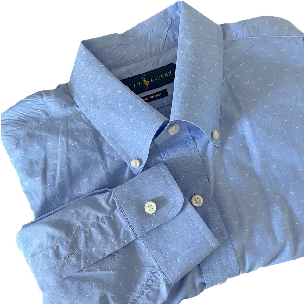 Polo Ralph Lauren Men's Light Blue Performance Button-Down Shirt - Lg